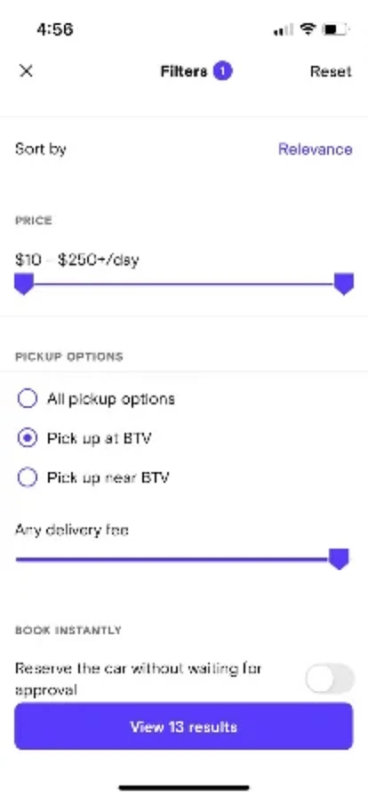 Turo’s rebuilt search experience: search screen